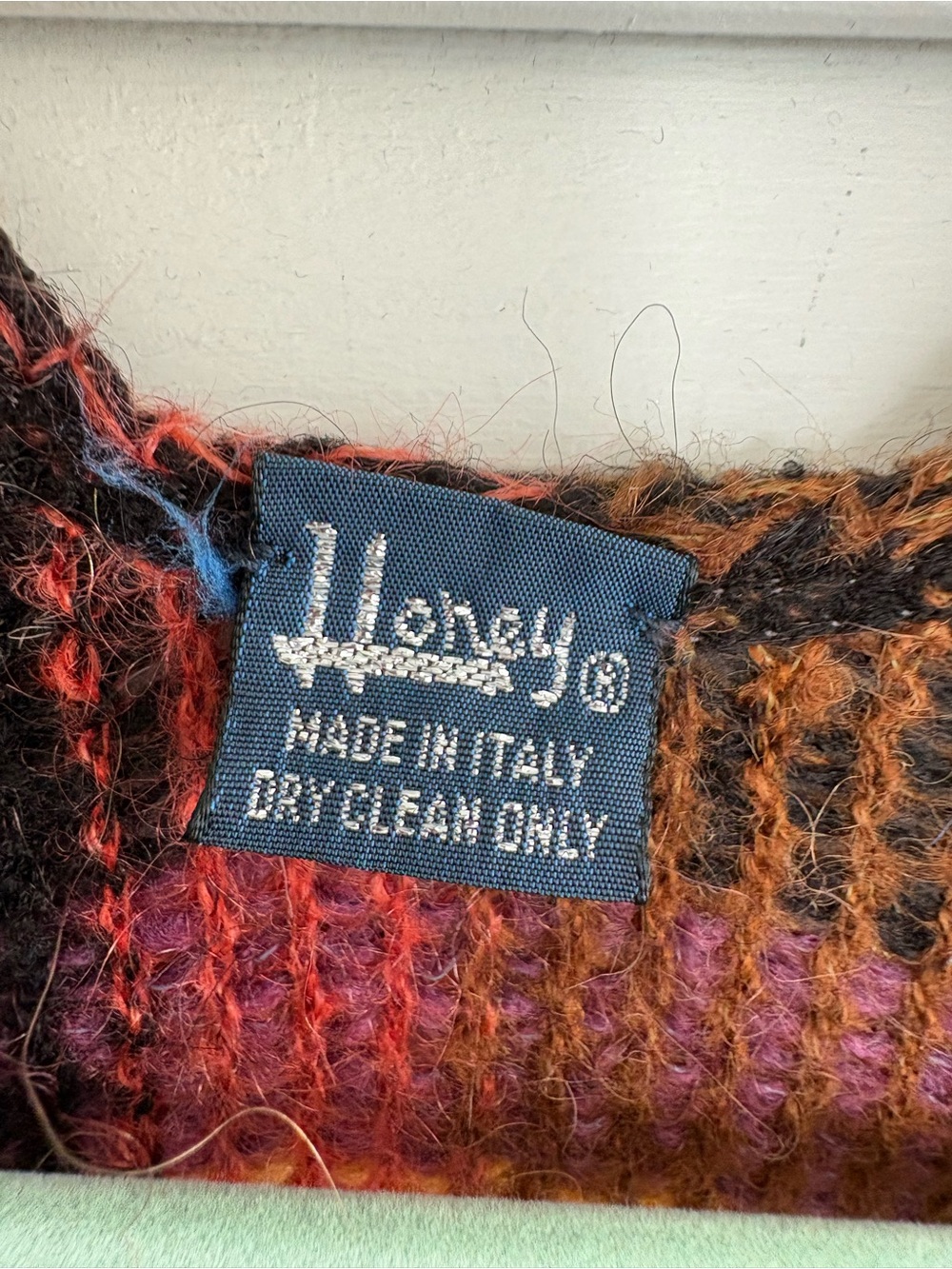 Made in Italy Mohair Blend Plaid Oversized Cape Poncho Boho Artsy - Picture 3 of 6